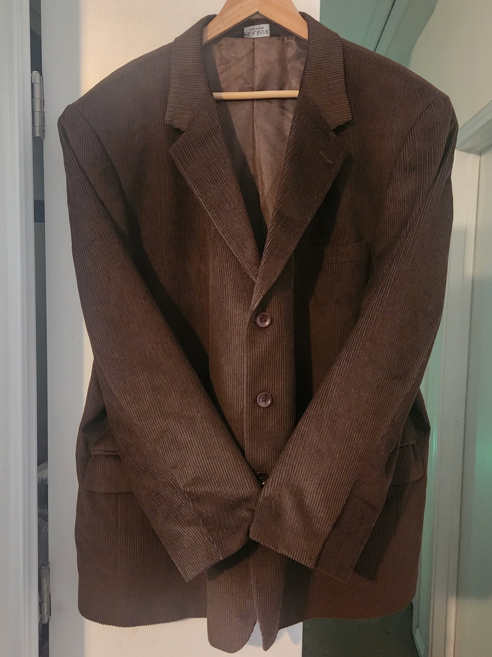 Jos A Bank Blazer 50R Brown Corduroy Jacket Wool Silk 3 Button Dark Chocolate